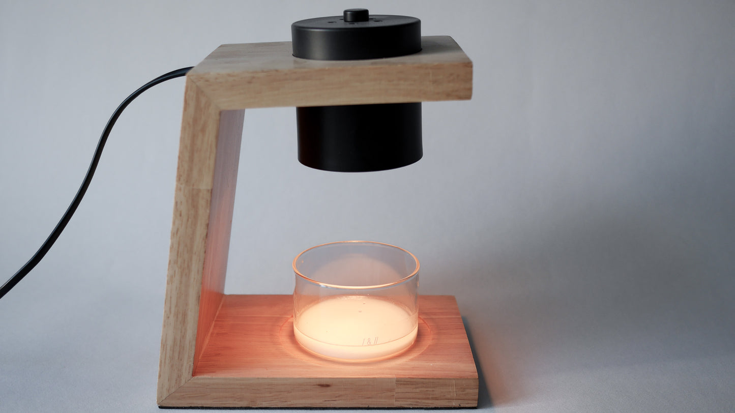 candle warmer lamp / wooden brown //