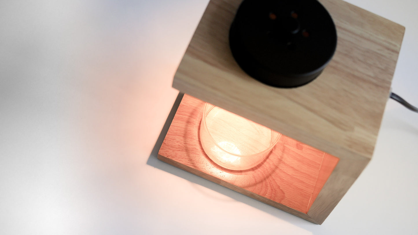 candle warmer lamp / wooden brown //